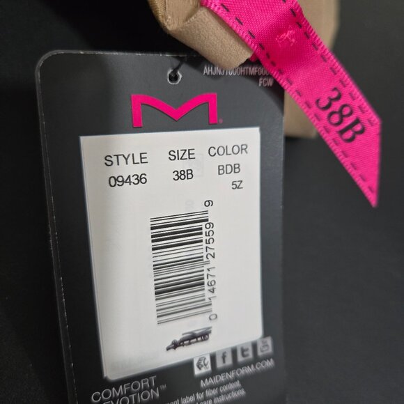 Maidenform Cushioned Underwire Bra Full Coverage Convertible Nude Bra Size 38B - Picture 7 of 7